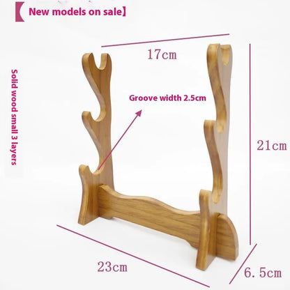 Handmade wooden multi-layer wall bracket in Chinese style with solid wood construction