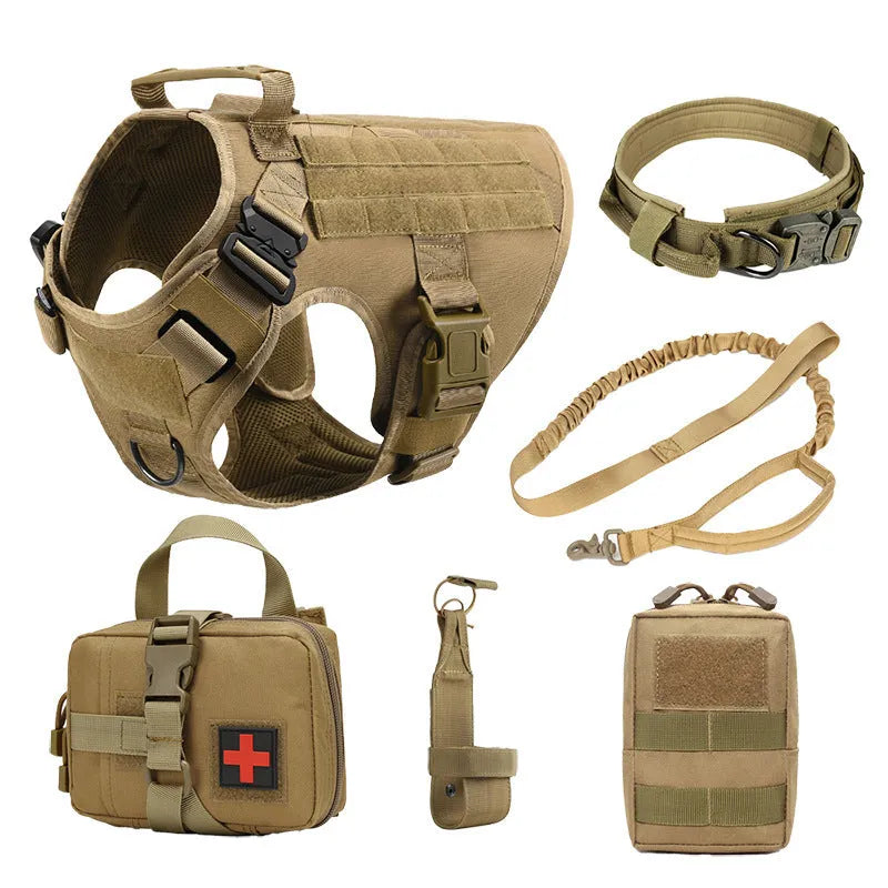 Dog training vest battle suit set in polyester with chain and rope accessories