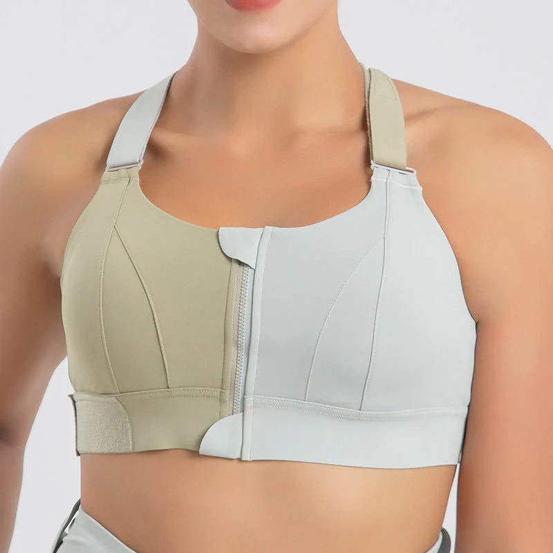 Front zipper seamless push-up sports bra for women, available in multiple colors and sizes