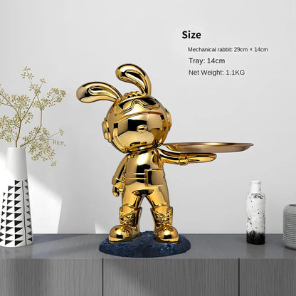 White resin pallet rabbit key storage box, 15cm tall with rear slots for six keys on home entry shelf