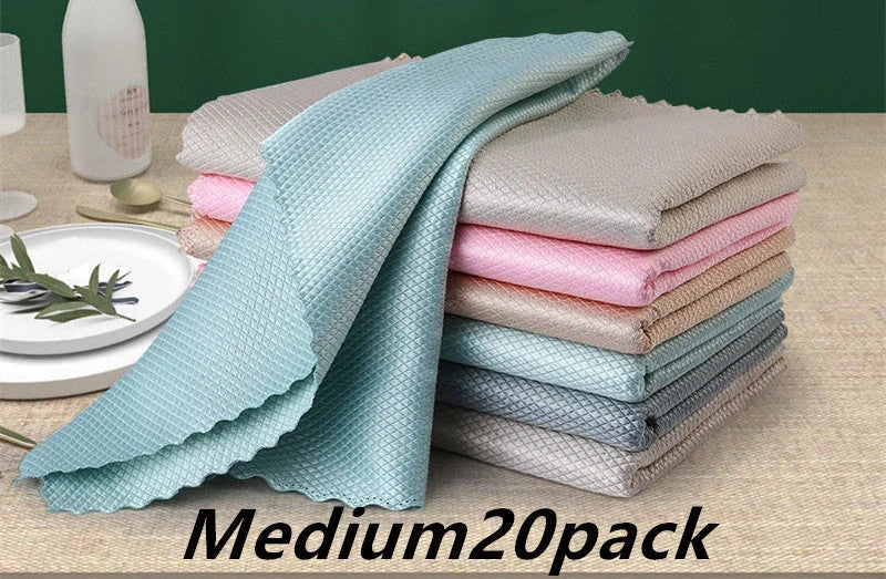 Microfiber dish cloth set in random colors for quick drying and strong absorption