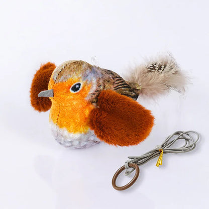 Flappy Chase Cat Toy interactive chirping sparrow with flapping wings and shaking motion in Blue, Gray, or Green.