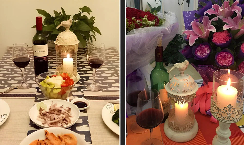 Iron baking paint candle holder in black 14x35cm size for home festive decoration