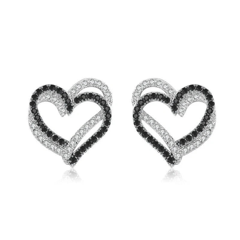 Stylish copper heart-shaped earrings with a double buckle closure, a trendy and elegant fashion accessory