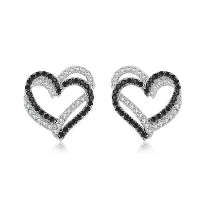 Stylish copper heart-shaped earrings with a double buckle closure, a trendy and elegant fashion accessory