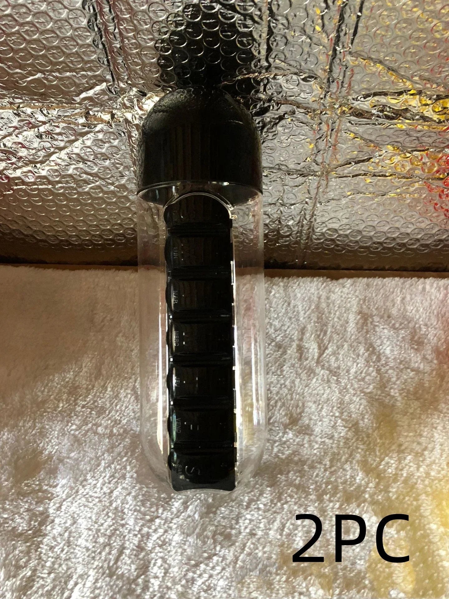7-Day Pill Organizer Water Bottle - Portable Drink Container with Medication Storage