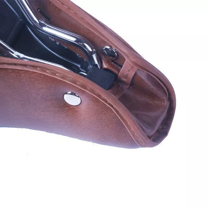 Retro brown PU leather bicycle seat cushion for enhanced cycling comfort