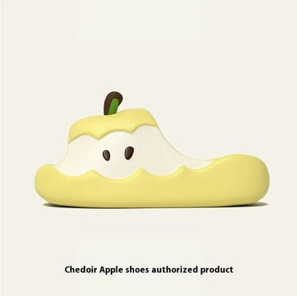 Cartoon fruit print EVA parent-child sandals in light pink colour, flip-flop style homewear slippers