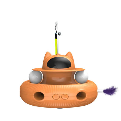Self Hi automatic cat teaser toy in ABS plastic with infrared laser, USB rechargeable 1200mAh battery, 19.9cm size, feather and ball set