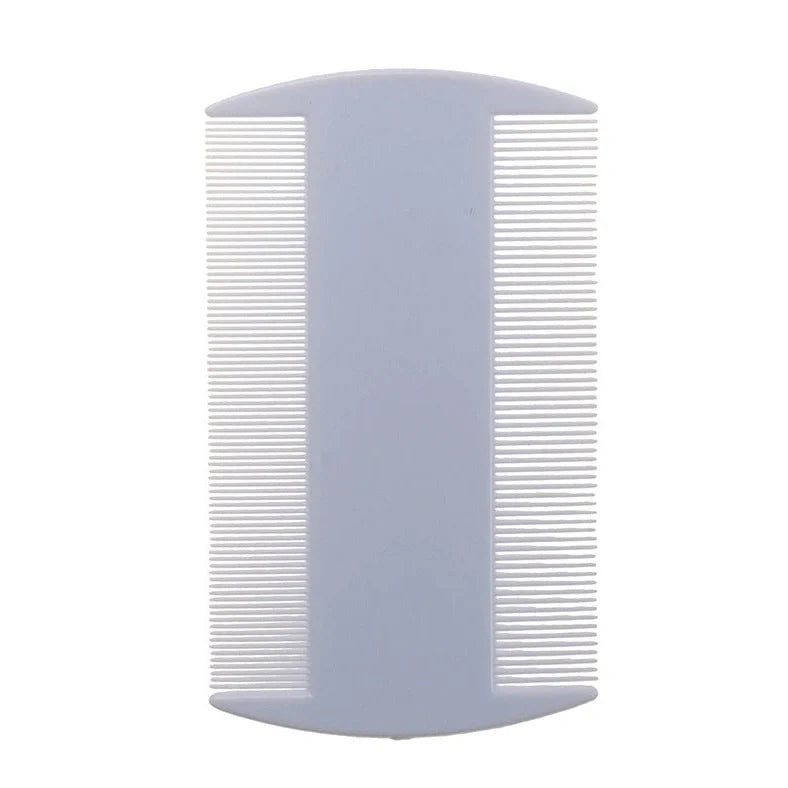 Double-edged fine-toothed plastic flea comb measuring 8cm by 7.5cm in rose red colour