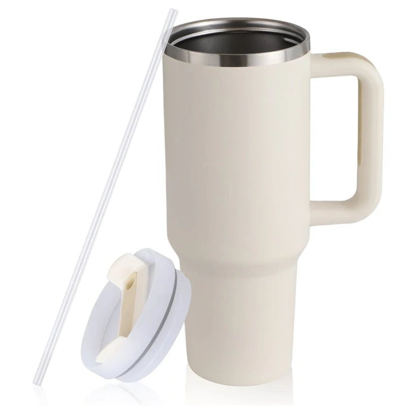 40oz stainless steel straw coffee mug with handle for travel, bisphenol A free, large capacity
