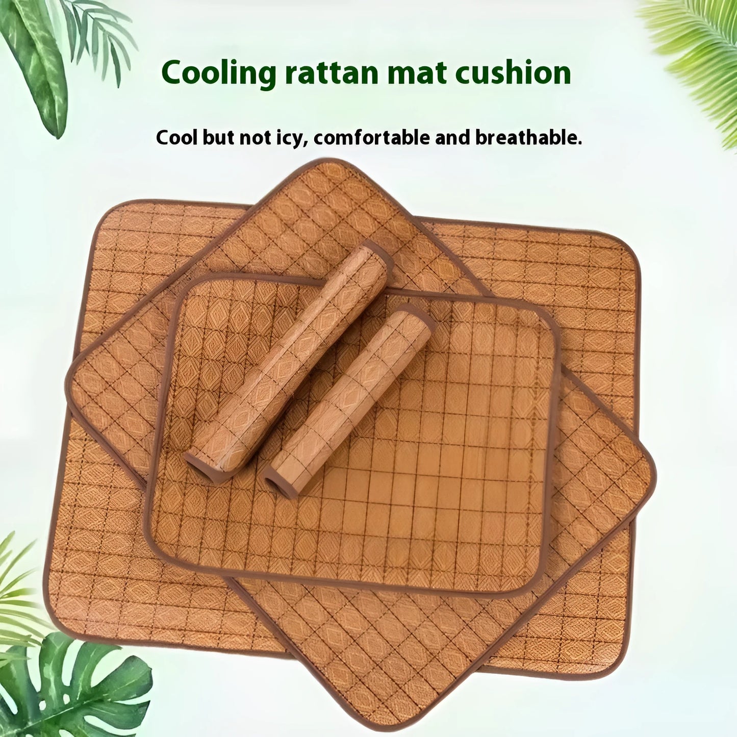 Brown rattan fibre cooling sleeping mat for dogs available in six sizes from small to extra-large