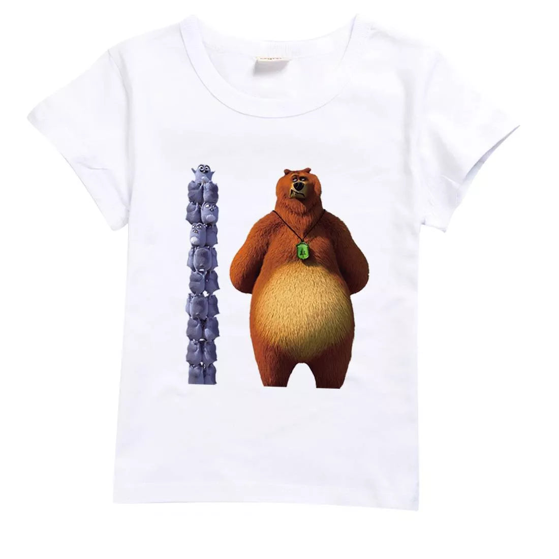 Kids' cartoon printed cotton t-shirt in various colors for summer comfort