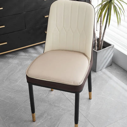 Leather horseshoe-shaped seat cushion in beige colour on a chair, showing non-slip base and 2.5cm thickness.