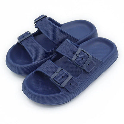 Stylish buckle slip-on platform sandals in various colors for women's summer fashion