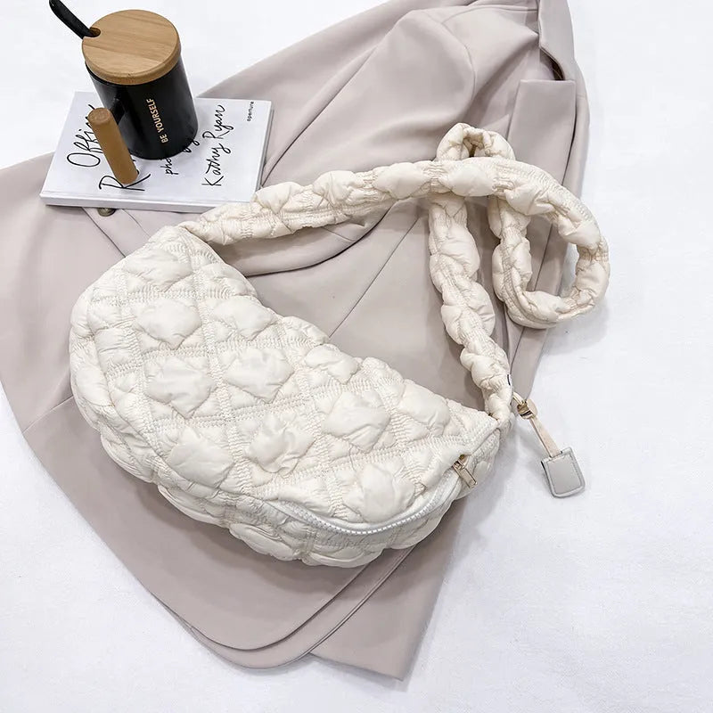 Women's Cloud Underarm Bag in nylon with 35cm width, 20cm height, and 120cm strap in a solid colour option
