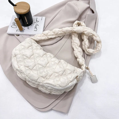 Women's Cloud Underarm Bag in nylon with 35cm width, 20cm height, and 120cm strap in a solid colour option