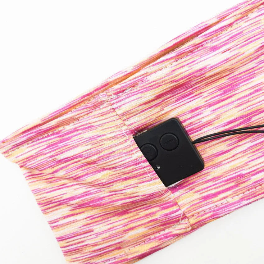 Wireless eye mask Bluetooth headset running headscarf in pink with music label, head-mounted stereo design
