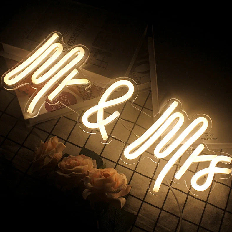 LED neon interior decoration sign with warm white lighting and acrylic construction