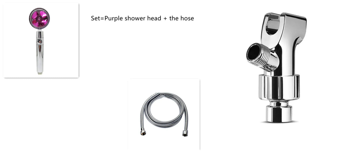 High-performance water-saving shower head with 360-degree rotation and fan feature, offering a luxurious shower experience
