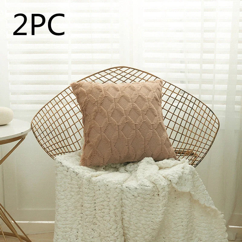 Luxury fur cushion cover in various colors, perfect for sofa or bed decor