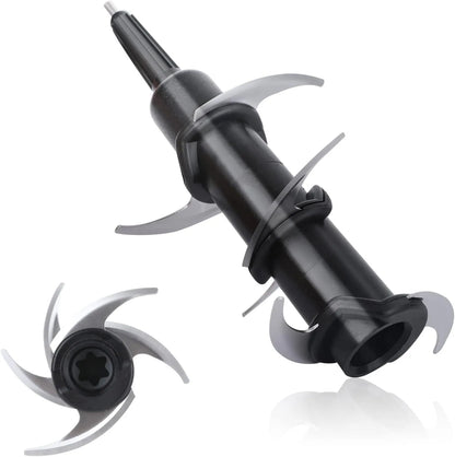 Stainless steel replacement juicer blade set and knife seat accessory showing six-stack blade configuration