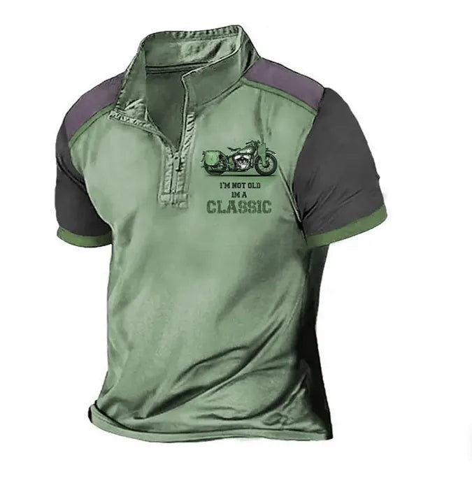 Loose fit grey golf polo shirt with 3D digital print on polyester fabric