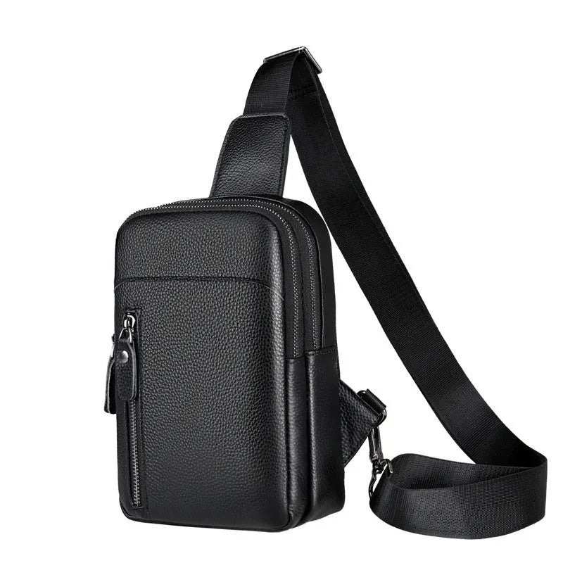 Men's genuine leather crossbody shoulder bag in urban simplicity design with breathable construction
