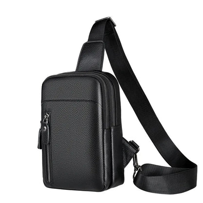 Men's genuine leather crossbody shoulder bag in urban simplicity design with breathable construction