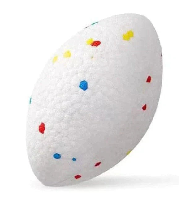 Interactive chew toy ball for dogs, featuring a durable TPU construction and corn grain design to clean teeth while playing