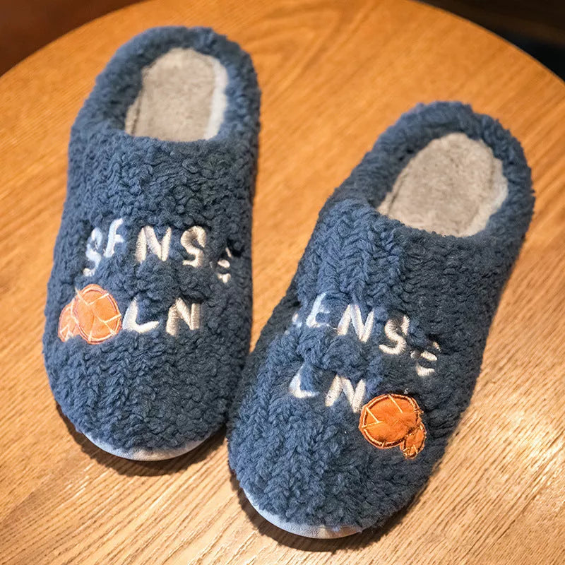 Ins Cute Flower Fleece Slippers for Women - Winter Warm Indoor Non-slip Plush Shoes in various colors