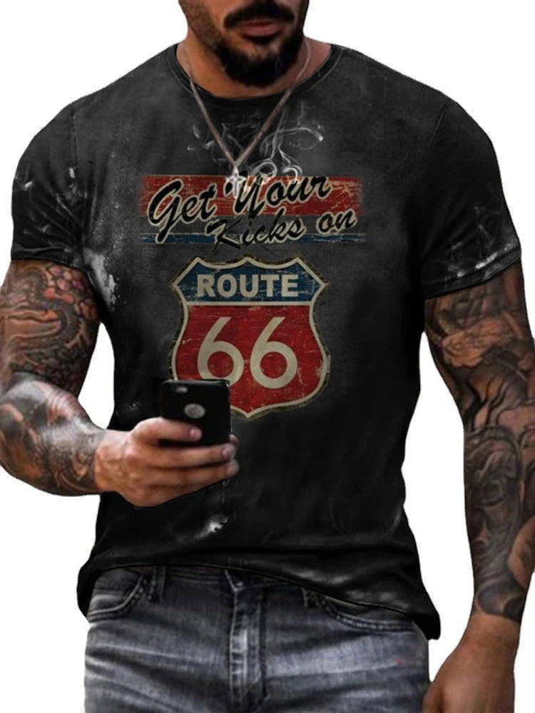 Stylish round neck t-shirt with bold digital print design, made from soft, breathable fabric for all-day comfort