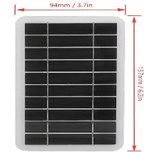 2W 5V portable solar panel charger measuring 157x94mm with USB cable