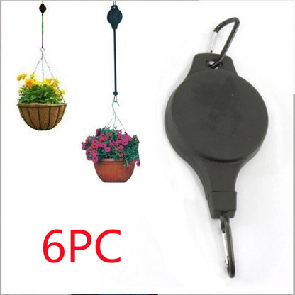Adjustable hanging hook with pulley system for bird cages and baskets