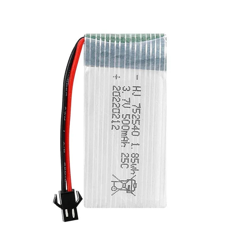 3.7V 500mAh 1S Li-Po drone battery, 44.6mm x 25mm x 8mm, for X5C RC model aircraft with JST PH2.0 SM XH2.54 plug options