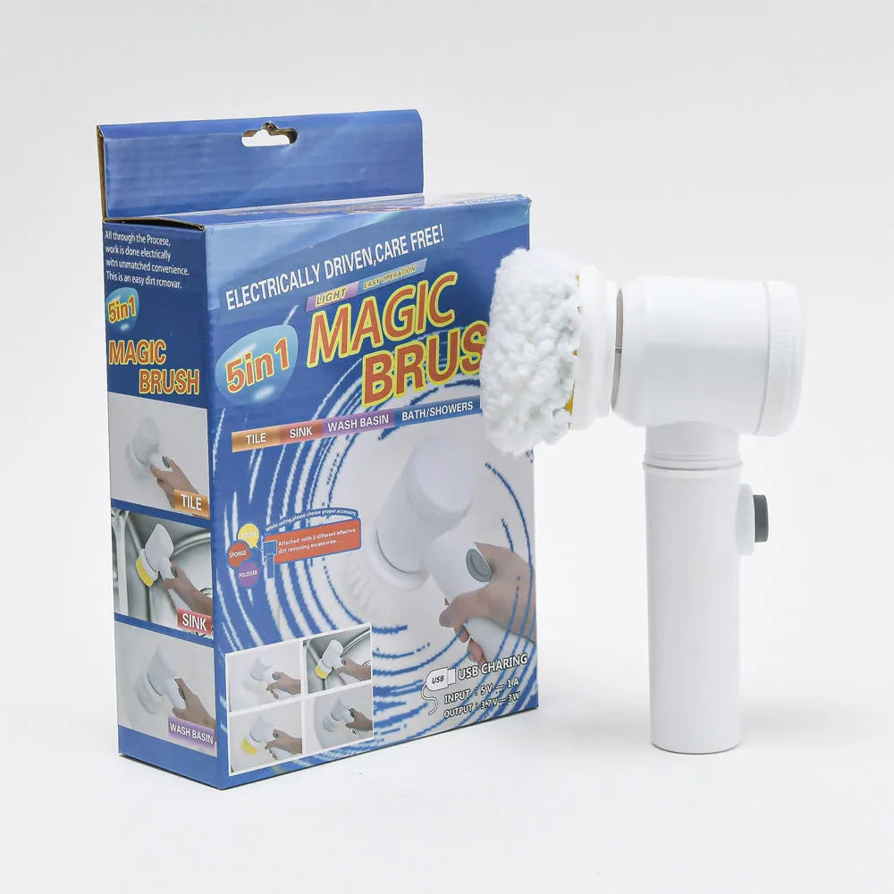 Electric cleaning brush with replaceable brush heads for kitchen surfaces and appliances