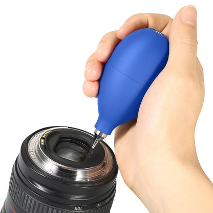 Blue rubber air blowing cleaning tool for dust removal from cameras and mobile phones, 9.5cm length