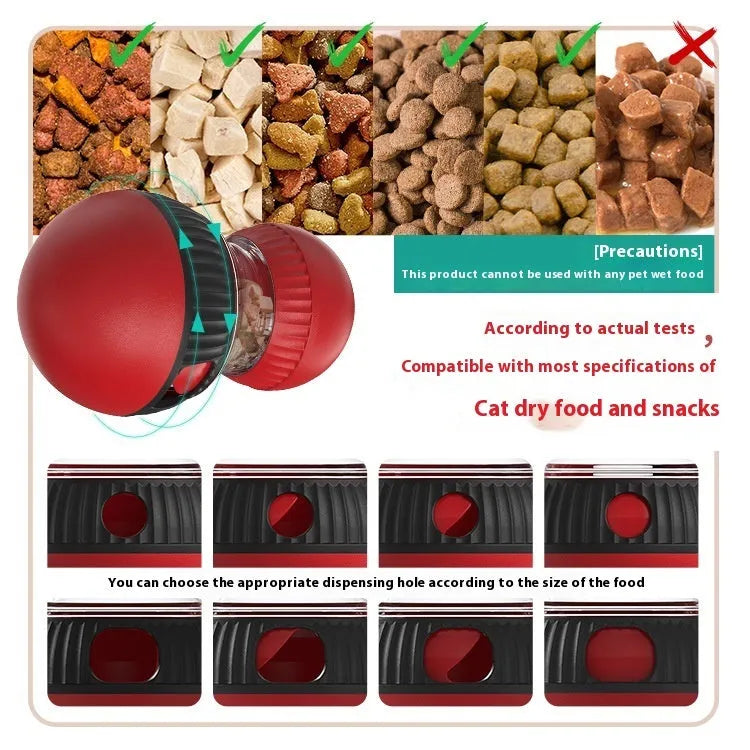 Rotating Cat Toy with Sound & Food Dispensing Function: Interactive Pet Enrichment Ball for Cats Measuring 15.5cm x 8.75cm x 8.75cm