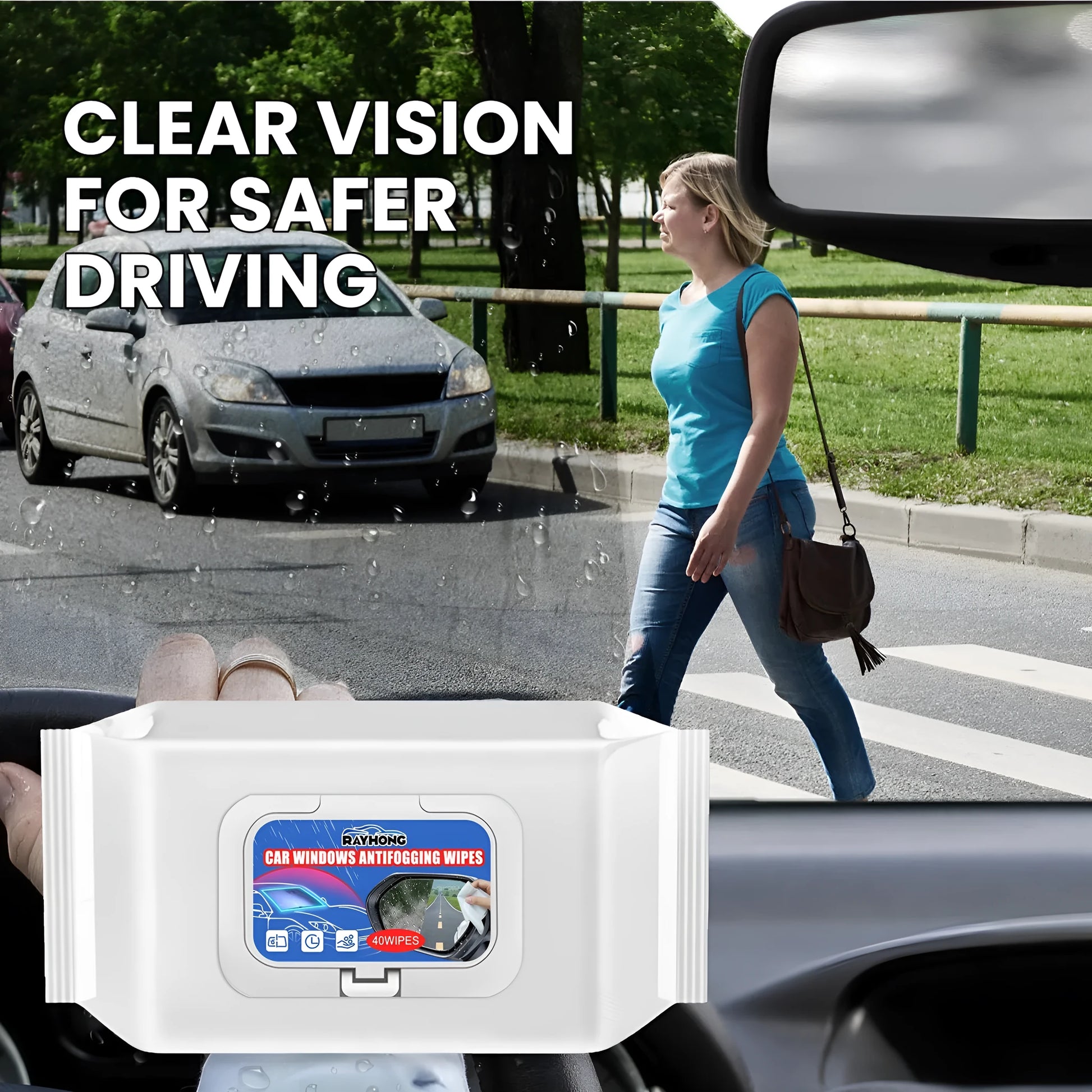 Pack of 40 car anti-fog rainproof wipes with non-woven fabric sheets