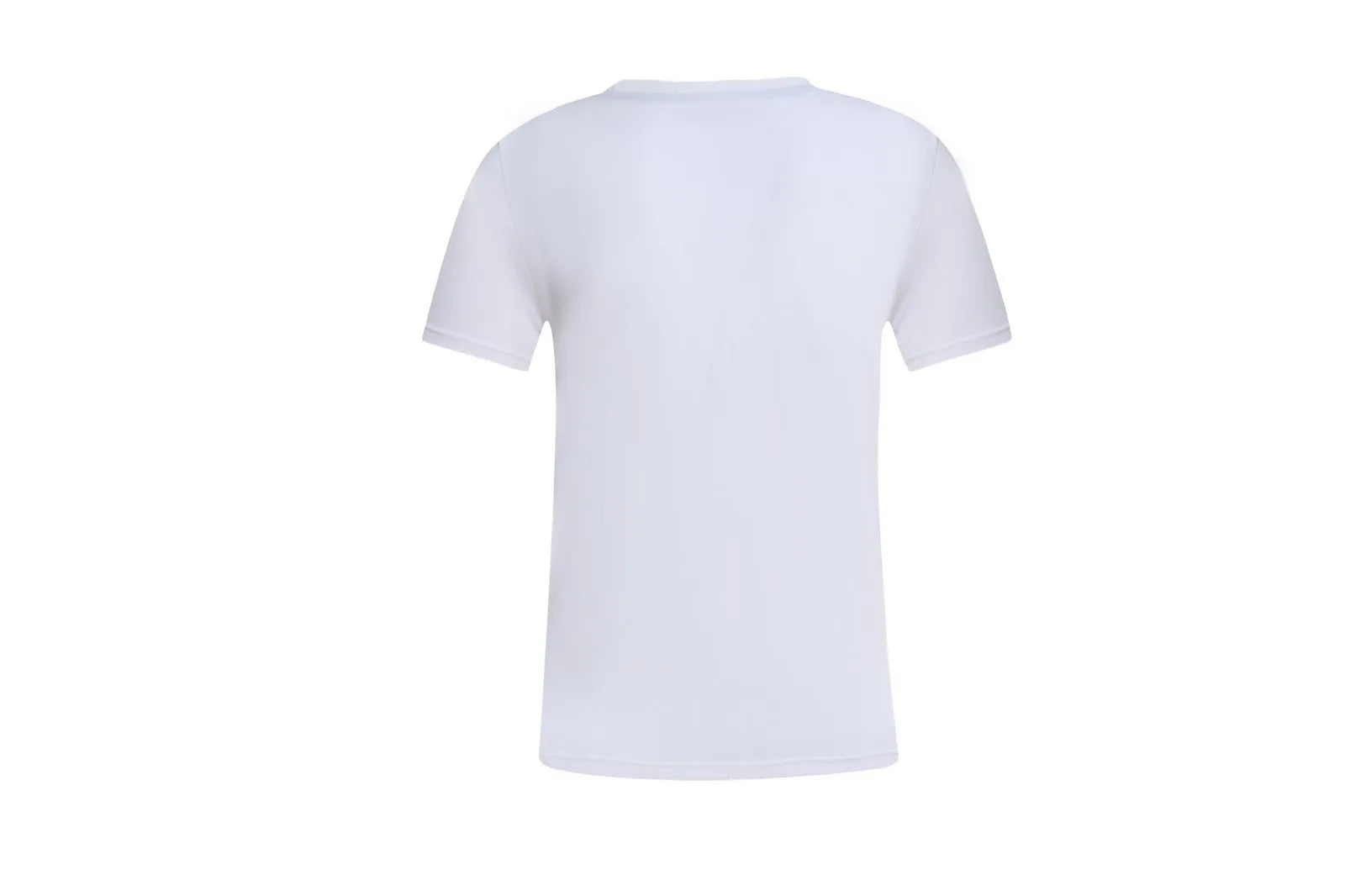 White cotton pullover overalls with a pattern, short sleeves, and a round neck on a teenager.
