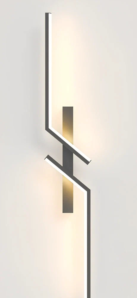 Modern minimalist strip wall lamp in black or gold, 60-120cm length with 3-colour LED lighting