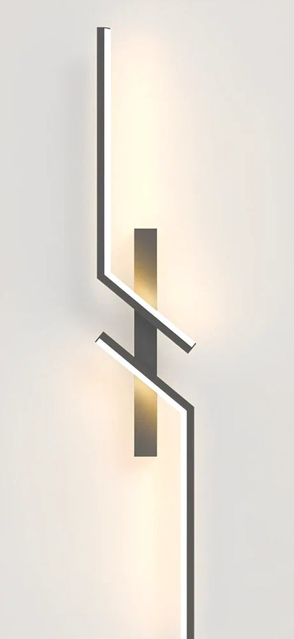 Modern minimalist strip wall lamp in black or gold, 60-120cm length with 3-colour LED lighting