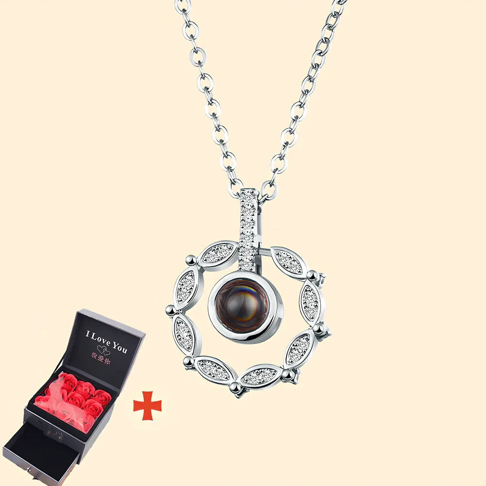 Tanabata Valentine's copper necklace in electroplated gold with grey paper gift box, 45cm chain length