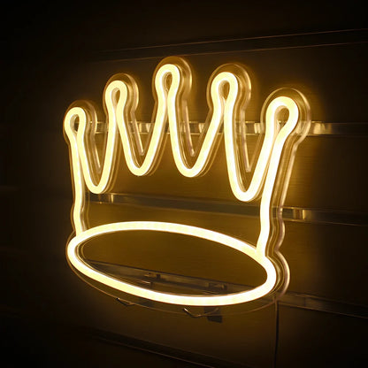 Yellow LED crown neon light with atmospheric illumination for decorative lighting