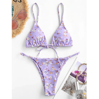 Summer flowers print push-up bikini in various colors for beach wear