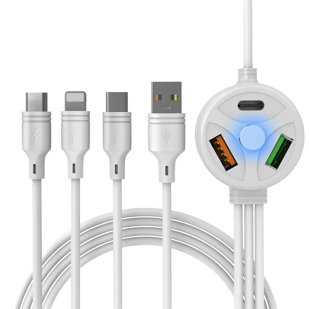 PDPVC mobile phone charging cable with multiple USB connectors and 1.2m length