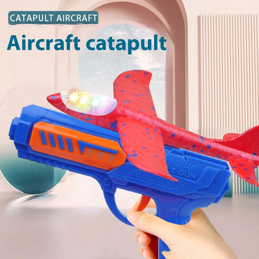 Blue foam ejection model toy with UFO flying disc and flash function for children