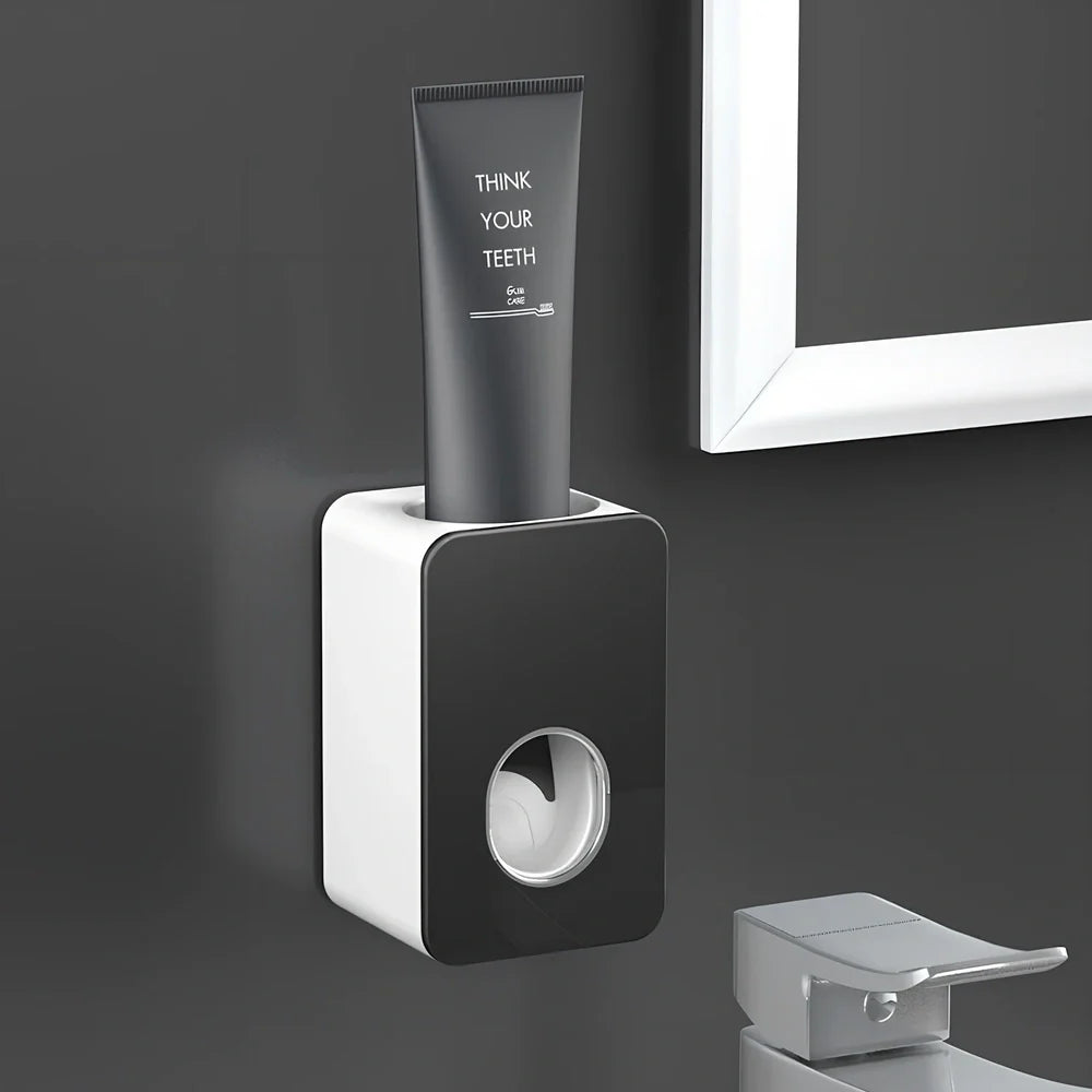 Automatic toothpaste dispenser wall-mounted with punch-free installation measuring 18.5cm