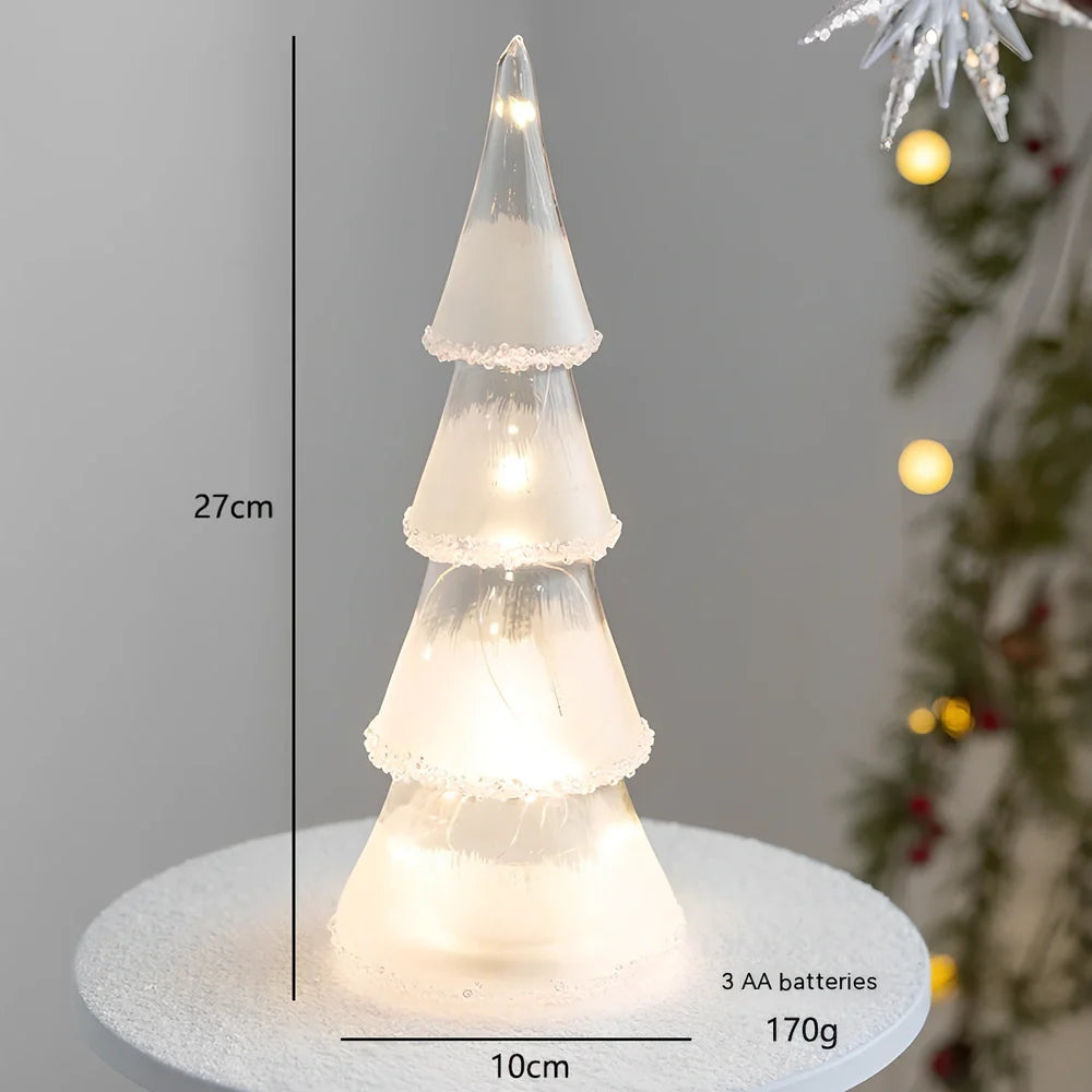 Cloth Christmas decoration models including battery-powered old man and tree for table and window use, 10-20cm height