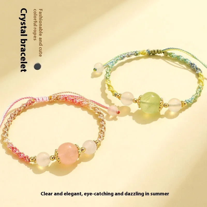 Hand-woven white agate couple bracelets with gemstone beads in three colour options